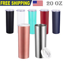 20oz Skinny Stainless Steel Tumbler Slider Lid  DoubleWall Vacuum Insulated picture