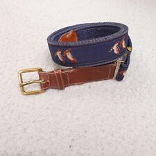 Vintage Duck Belt Mallard Hunting Canvas Leather Ribbon Brass Adjustable 34-38 picture