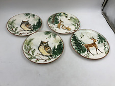 Cracker Barrel Ceramic 8.5in Winter Owl, Bunny & Deer Plate set of 4 BB02B37017 picture