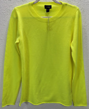 J. Crew Womens Italian Cashmere Pullover Sweater Medium Yellow Lightweight New picture