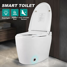 Smart One Piece Elongated Toilet Heated Seat Dual Flush Foot Sensor Night Light picture