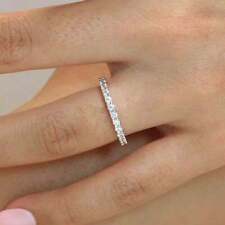 0.80 TCW ROUND DEF MOISSANITE ETERNITY WEDDING RING BAND 14K WHITE GOLD picture