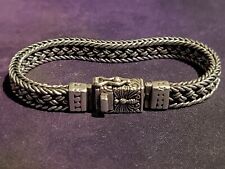  Vintage BALI Hand WEAVED Solid 925 Sterling Silver Chain Bracelet picture