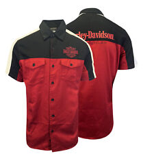 Harley-Davidson Men's Red Black Colorblocked Chili Pepper Darting Shirt (S63) picture