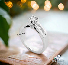 0.55ct Round Real Moissanite 14k White Gold Plated Engagement Anniversary Ring picture