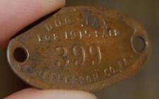 VINTAGE ANTIQUE 1915 BRASS DOG TAX PAID TAG LICENSE #318 JEFFERSON COUNTY PA. picture