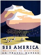 2697 See America Welcome to Montana travel vintage Poster.Decorative Art. picture