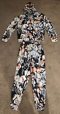 Rihanna Silk Collage Full Matching Outfit Small Sweatsuit Stretch Track Set Rare picture