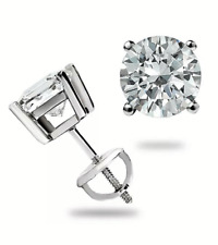 1.20 Ct Round Lab Created Solitaire Stud Earrings 14k White Gold 6mm Screw Back picture
