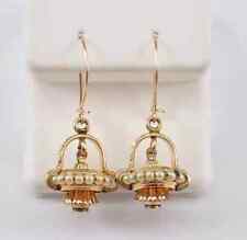1Ct Round Cut Genuine White Pearl Vintage Dangle Earrings 14K Yellow Gold Plated picture