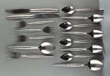 15 pc Lot Nasco NSCO Fleur Flatware National Stainless 7 Teaspoons Salad Forks + picture