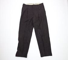 Vtg 40s Streetwear Mens 36x32 Rayon Gabardine Pleated Cuffed Wide Leg Pants USA picture
