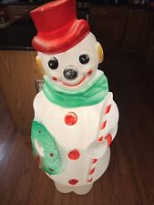 Vintage 46”Christmas Snowman Blow Mold Candy Cane Large Wreath picture