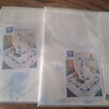Vtg Vervaco Stamped Cross Stitch Kits Tablecloth & Table Runner Cats New picture