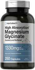 Magnesium Glycinate | 1330mg | 250 Capsules | Buffered & Chelated | by Horbaach picture