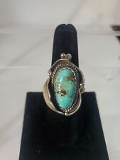 Vintage Native American STERLING SILVER & TURQUOISE RING Size 6 Fred Maloney picture