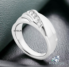 0.55ct Genuine Moissanite 14k White Gold Finish Wedding Anniversary Ring For Men picture