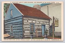 Birthplace Cabin of James Buchanan Chambersburg Pa Linen Postcard No 3597 picture