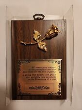 Cawley Co. Solid Wood Plaque With Golden Rose And Poem.  6