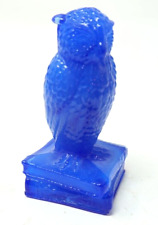 Vintage Degenhart Glass Cobalt Dark Blue  Owl On Books Figurine picture