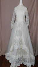 Vintage Wedding Dress 8 Off White Tier Lace High Neck Long Cuff Sl Victorian picture
