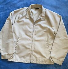 Vintage Made In USA Full Zip Lightweight Jacket Cream Sz L Long Crafted W/ Pride picture