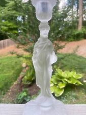 Antique Vallerysthal Frosted - Lady Goddess - Glass Candlestick - Single picture