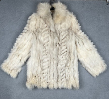 Saga Fox Women's Fur Blue Fox Jacket Coat XS Pockets Ivory/Tan Finland picture