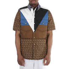 Burberry Bridle Brown TB Monogram Short Sleeve Cotton Button-Down Overshirt, picture