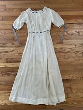 Vintage 1920s Cotton White Ribbons Embroidered Dress picture