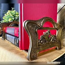 Vintage Judd Expandable Book Rack / Bookends / Solid Brass Race Car Roadster.  * picture