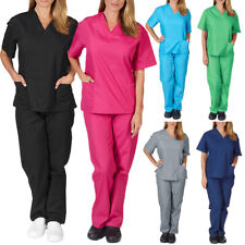 2PCS/Set Medical Nursing Scrub Set Natural Uniforms Unisex Top Pants Hospital picture
