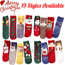 4 Pairs Christmas Crew Socks Winter Soft Warm Slipper Socks Xmas Gift Lot picture