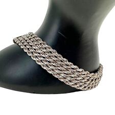 Vintage FAS 925 Sterling Silver 4 Row Twisted Serpentine Chain Bracelet picture