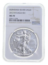 2013 W BURNISHED SILVER EAGLE NGC MS70 CLASSIC BROWN LABEL picture
