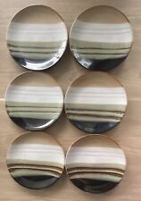 Home Trends Jazz Salad Plates 7.5” Set of 6 Stoneware Green Brown Stripe picture