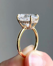 3Ct Oval Cut Real Moissanite Solitaire Engagement Ring Solid 14K Yellow Gold picture