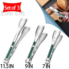 3Pcs Stainless Steel Kitchen Tongs Silicone Food Tongs Non-slip Steak  Clamp BBQ picture