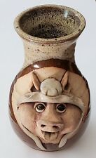 Vintage 1979 N. Carolina Catawba Folk Artisan Pottery Signed Pig Vase Face picture