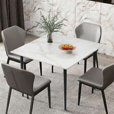 WISFOR Large Dining Table White/Grey Slate Table Kitchen Furniture for 4-6 Seats picture