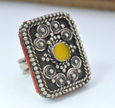 Vintage Ancient Victorian RING Silver Color Red Stone Amazing Antique Gypsy picture