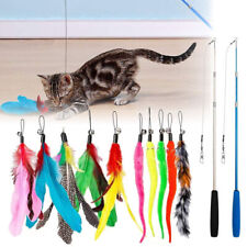 12Pcs Cat Kitten Toy Feather Bell Wand Teaser Rod Interactive Play Pet Toys Gift picture