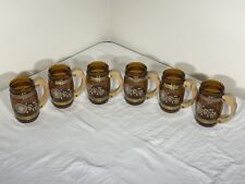 Set of 6 Vintage Siesta Ware Western Themed Barrel Mugs Wood Handles picture