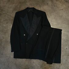 Vintage Bespoke Black Wide Lapel Half Lined 1940s USA Made Tuxedo Adult Size 40 picture