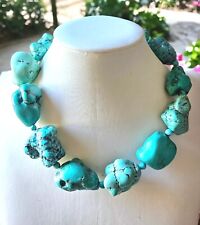 🔥 Vintage KENNETH JAY LANE 1980s TURQUOISE Choker STATEMENT NECKLACE  picture
