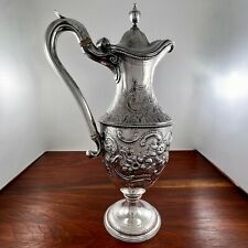 EARLY CHARLES WRIGHT ENGLISH GEORGIAN STERLING SILVER EWER REPOUSSE LONDON 1782 picture
