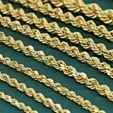 14K Real Solid Yellow Gold 2mm-6mm Rope Chain Italian Pendant Necklace 16