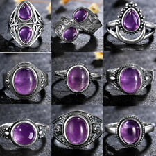 Genuine Vintage Amethyst Ring 925 Sterling Silver Statement Jewelry for Women picture