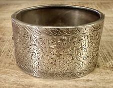 Vintage 925 Solid Silver Engraved Bangle dated  1933 51.08 Grams With Box VGC picture