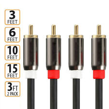 3 6 10 15 FT Gold Plated RCA Male L/R Stereo Audio Cable Cord Plug picture